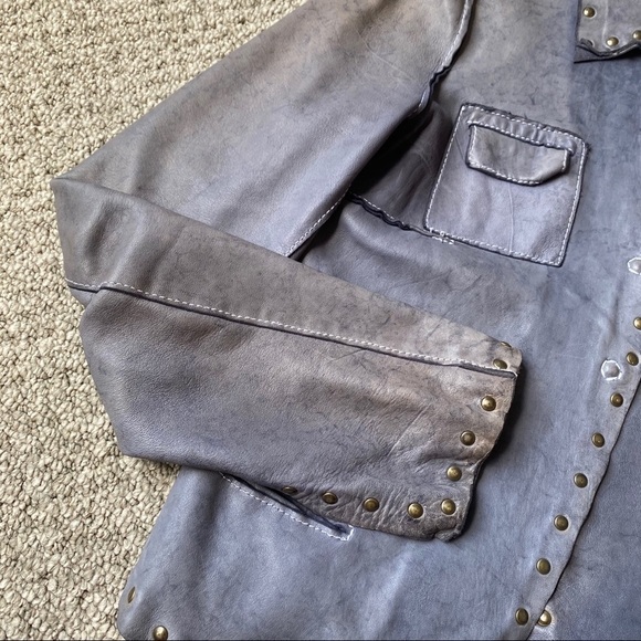 Blur Made in Italy Gray Studded Leather Jacket - Picture 11 of 16